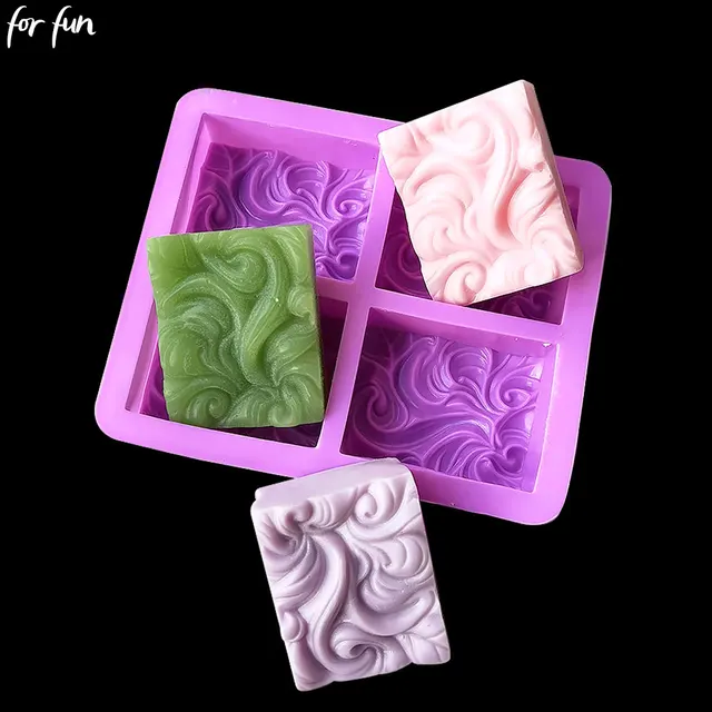 For Fun Square Wave Flower Handmade Soap Silicone Molds DIY Aromatherapy Gypsum Mould Essential Oil Soap Mold Cake Baking Mold