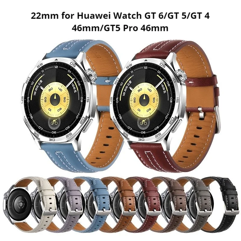 Elegant 22mm Soft Leather Watch Strap Bracelet