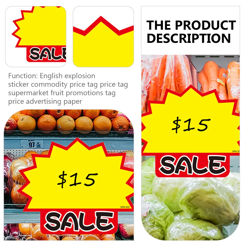 50Pcs 가격표 가격표시기 상품 광고 표지판 상점 프로모션 가격 스티커 소매 라벨 광고 태그