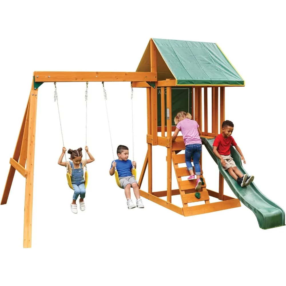 Wooden Swing Set With slide 3