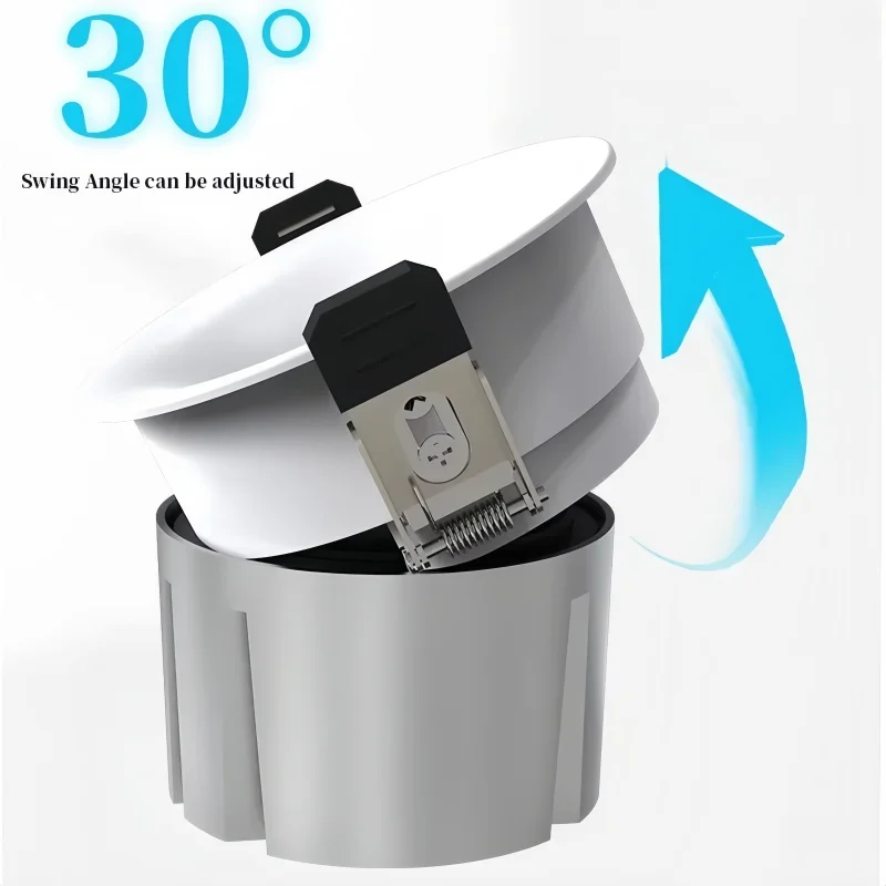 내장형 LED COB 눈부심 방지 곡선형 화이트 블랙 스팟 조명 5W 7W 10W 다운라이트 12W 15W 18W CRI92 (객실, 호텔, 매장, 사무실용)