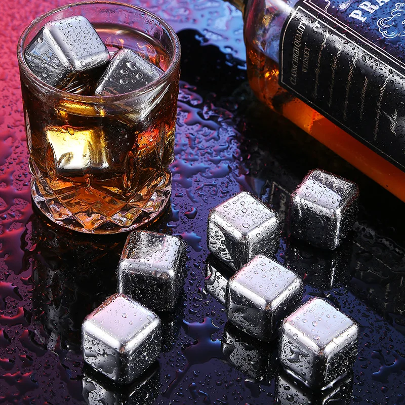 Reusable Stainless Steel Ice Cube Set Drinks Cooler Stones for Whisky Beer Wine Champagne Cooling Metal Ice Cube Bar Accessories