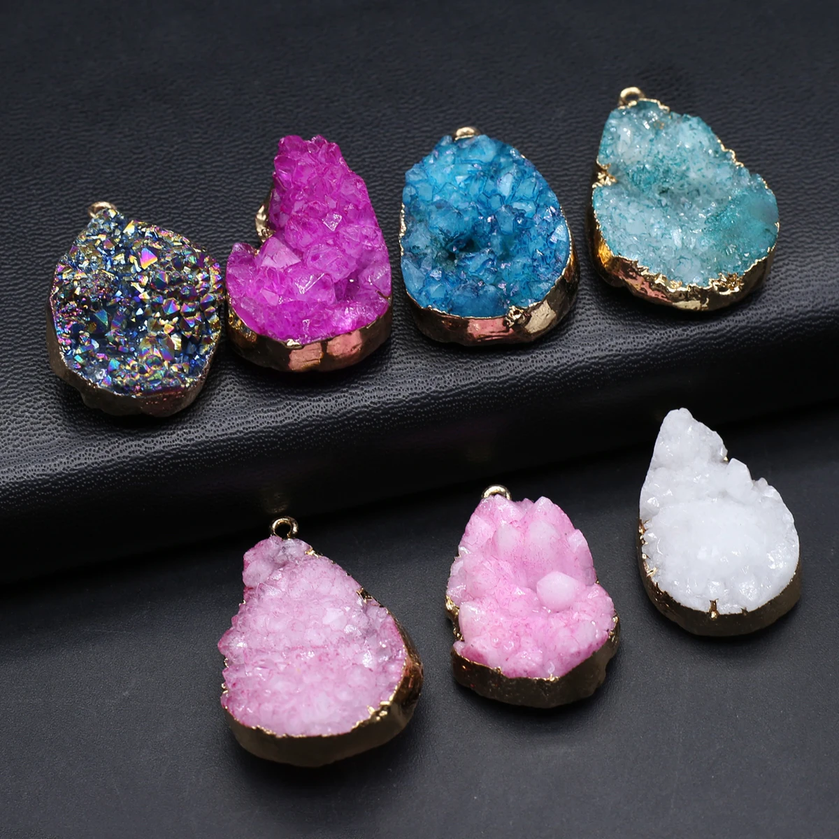 

5PCS Natural Stones Irregular Crystal Clusters Water Droplet Shaped Pendants Jewelry Making DIY Necklace Accessories Gifts