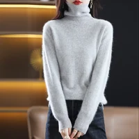 New Women's Clothing For Autumn/Winter 2024 100% Mink Plush Turtleneck Pullover Sweater Ladies Cashmere Sweater Dbr-018 - Image 6