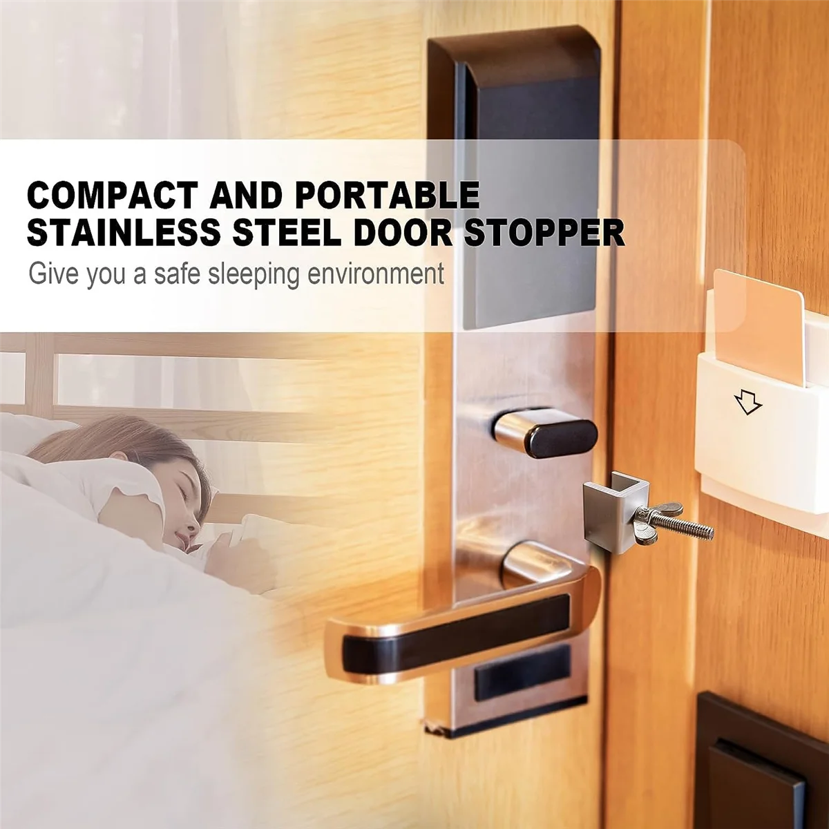ABIY-Upgraded Portable Door Lock, Heavy Duty Metal Door Locker for Extra Home Security, Adjustable Travel Security
