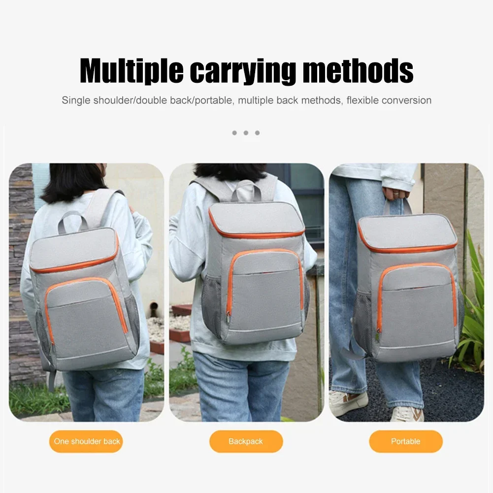 

Waterproof Thermal Cooler Backpack Oxford Insulated Cooler Backpack Save Space Lightweight Reflective Strip for Outdoor Camping