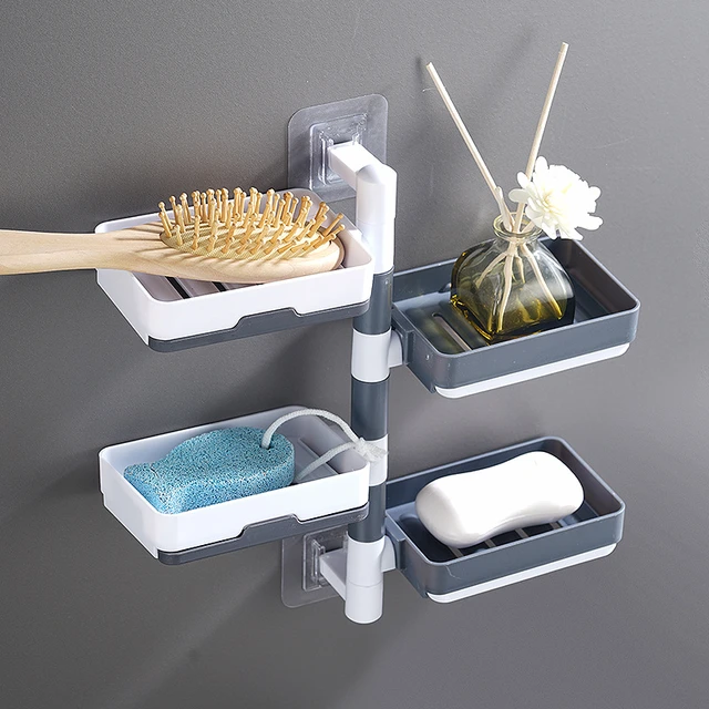 Soap Box Drain Soap Dish Tray Holder with Lid Bathroom Shower Container  Supply