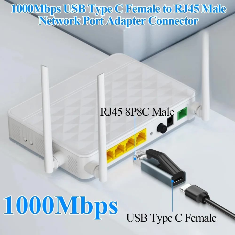 1000Mbps USB-C-RJ45 네트워크 어댑터 휴대용 유형 C-RJ45 이더넷 커넥터 네트워크 변환, 노트북 스위치 라우터용