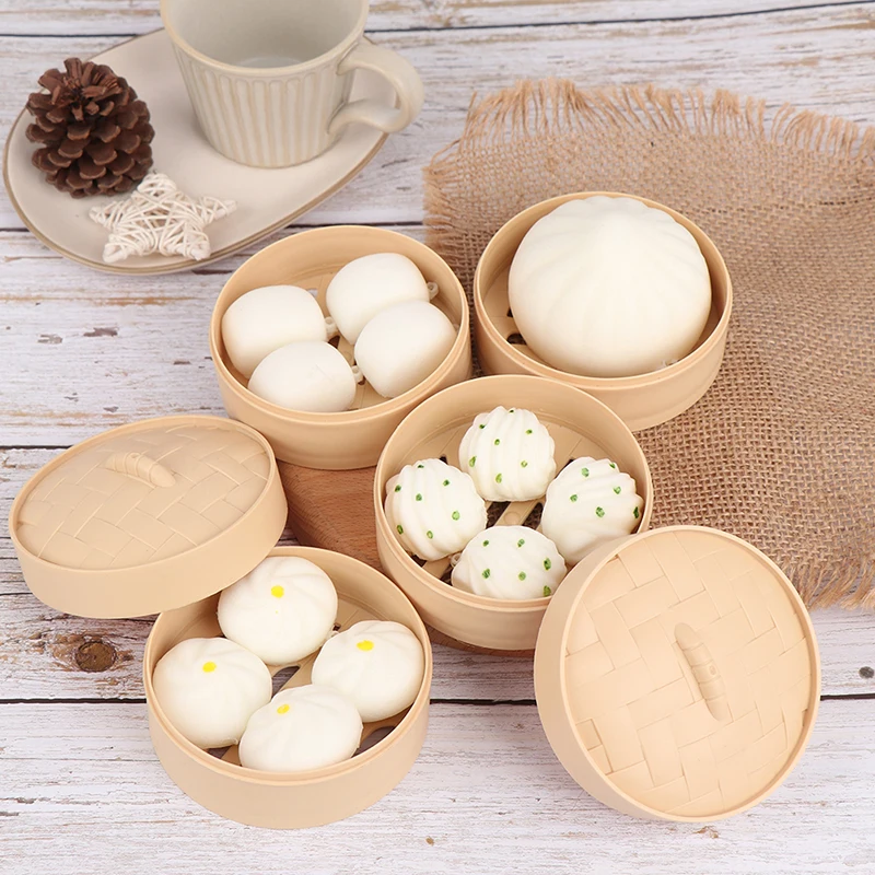 

1 Set Simulation Steamed Buns Squeeze Toys Slow Rising Stress Relief Squishy Toys Antistress Ball Dumpling Model