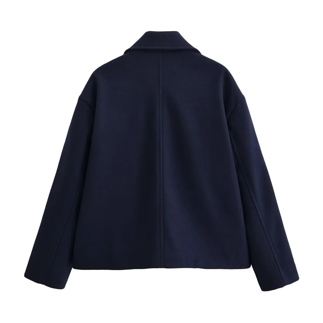 Women Solid Double-Breasted Short Woolen Coat Female Autumn Winter Long Sleeve Casual Outerwear Lady Fashion Jackets Streetwear