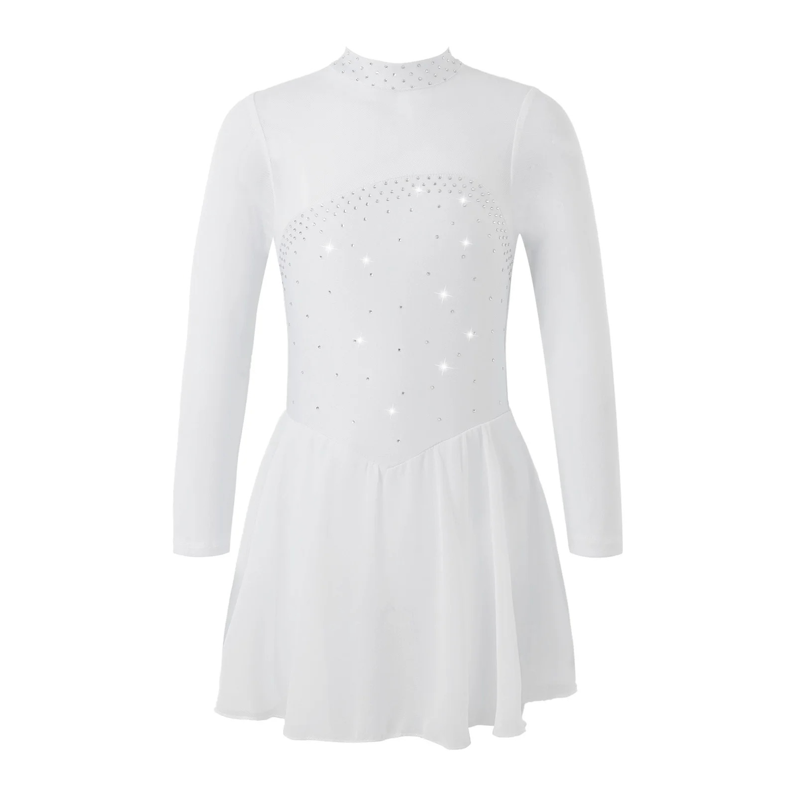 thumbnail image 1 of Vestido de tutú de Ballet para niños, vestido de bailarina de tul para patinaje artístico, leotardo con diamantes de imitación brillantes, ropa lírica de Ballet, 1 of 5