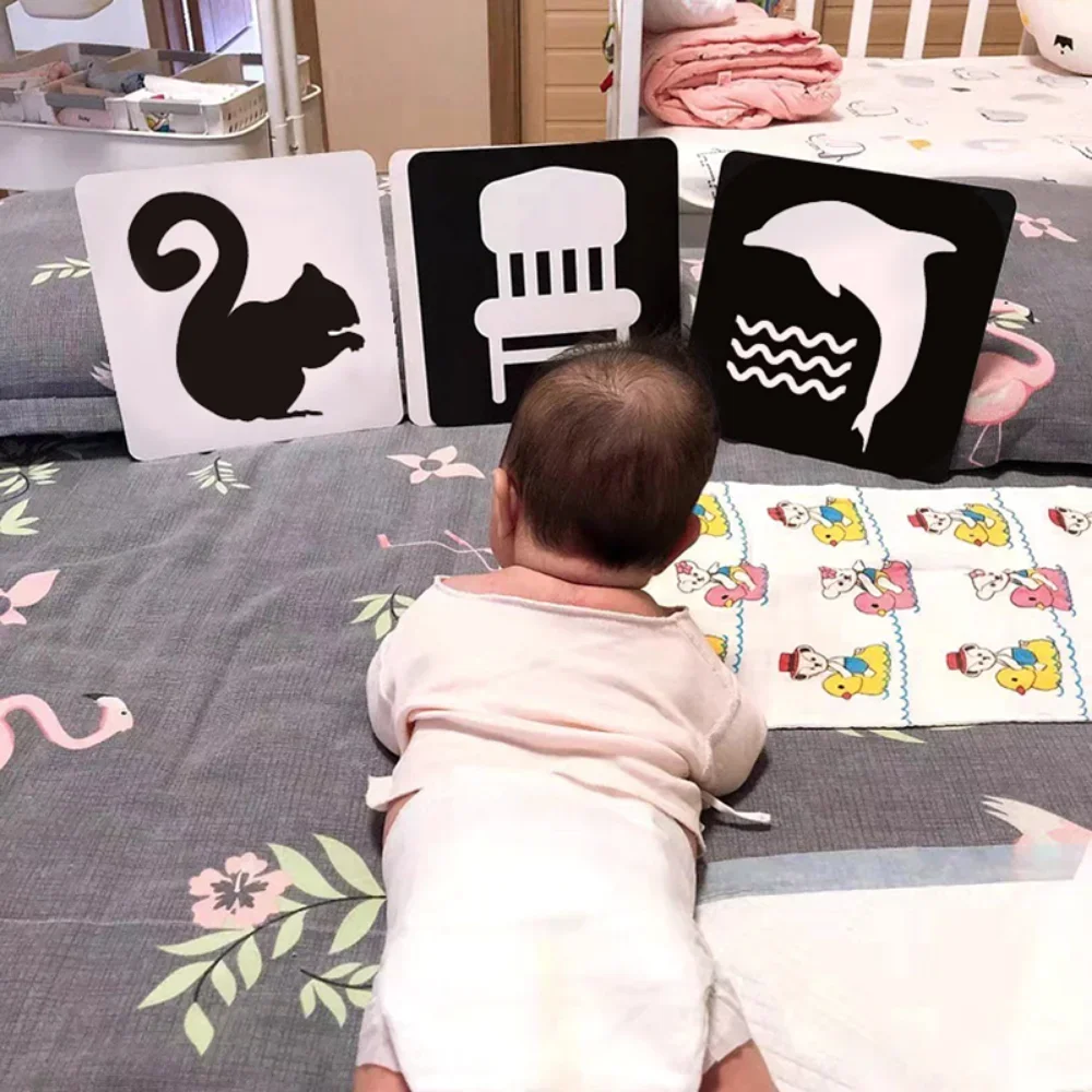 Montessori Baby Visual Stimulation Card Toy High Contrast Visual Stimulation Learning Toys for Baby Black and White Flash Cards montessori toys early education toys educational toys