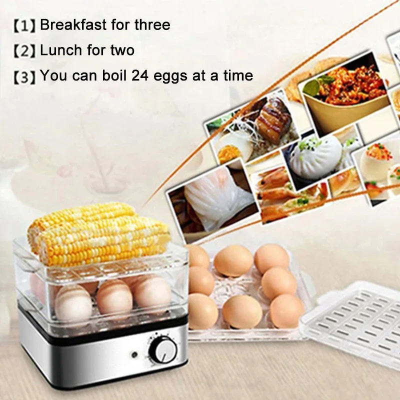 Egg Steamer KY-301 Three Layers Of Steamer Can Cook 24 Eggs At a Time Electric Can Steam Corn At a Fixed Time