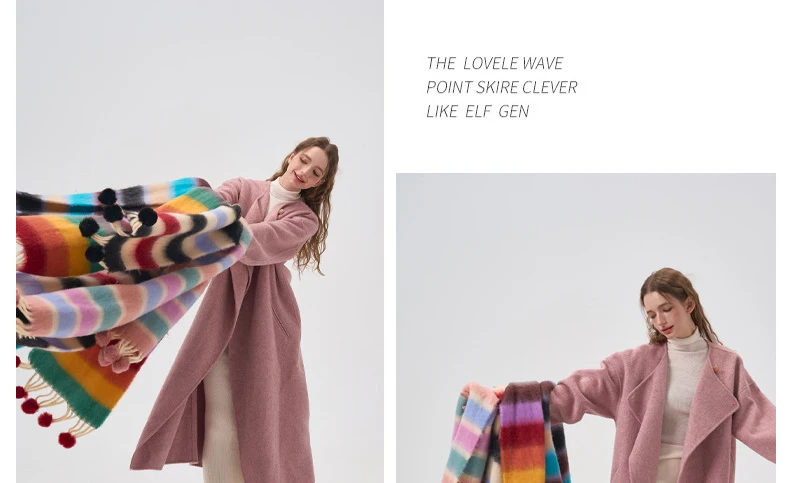 Damen-Wickelschal mit Kaschmirgefühl, groß, farbig, kariert, dicker, weicher, großer, warmer Winterschal_voghion.com