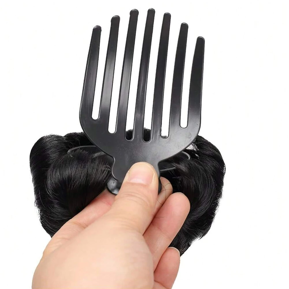 합성 클로 클립 플라워 번 헤어피스 가짜 헤어 익스텐션 웨딩 파티 프롬 업두 헤어 액세서리 여성용 신부 들러리용