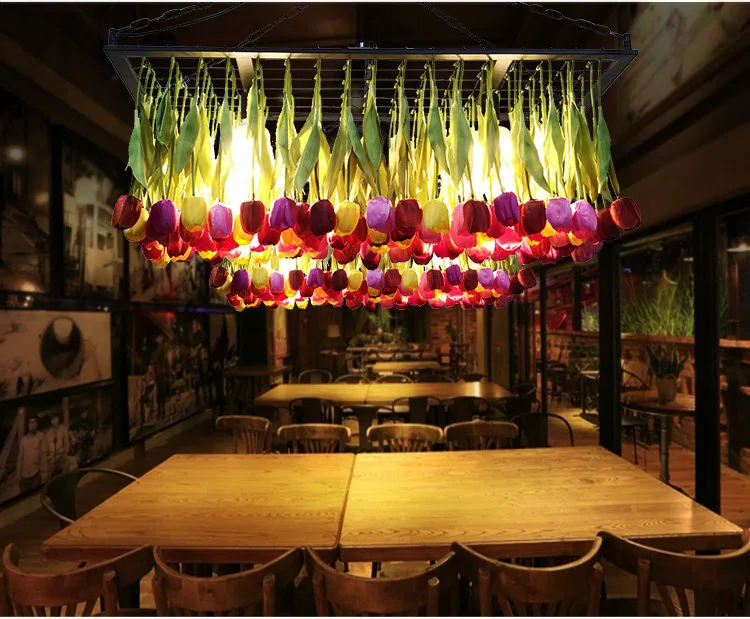 Description Picture 5 of itemPlant pendant light Creative and personalized floral pendant light Industrial style restaurant green plant lights