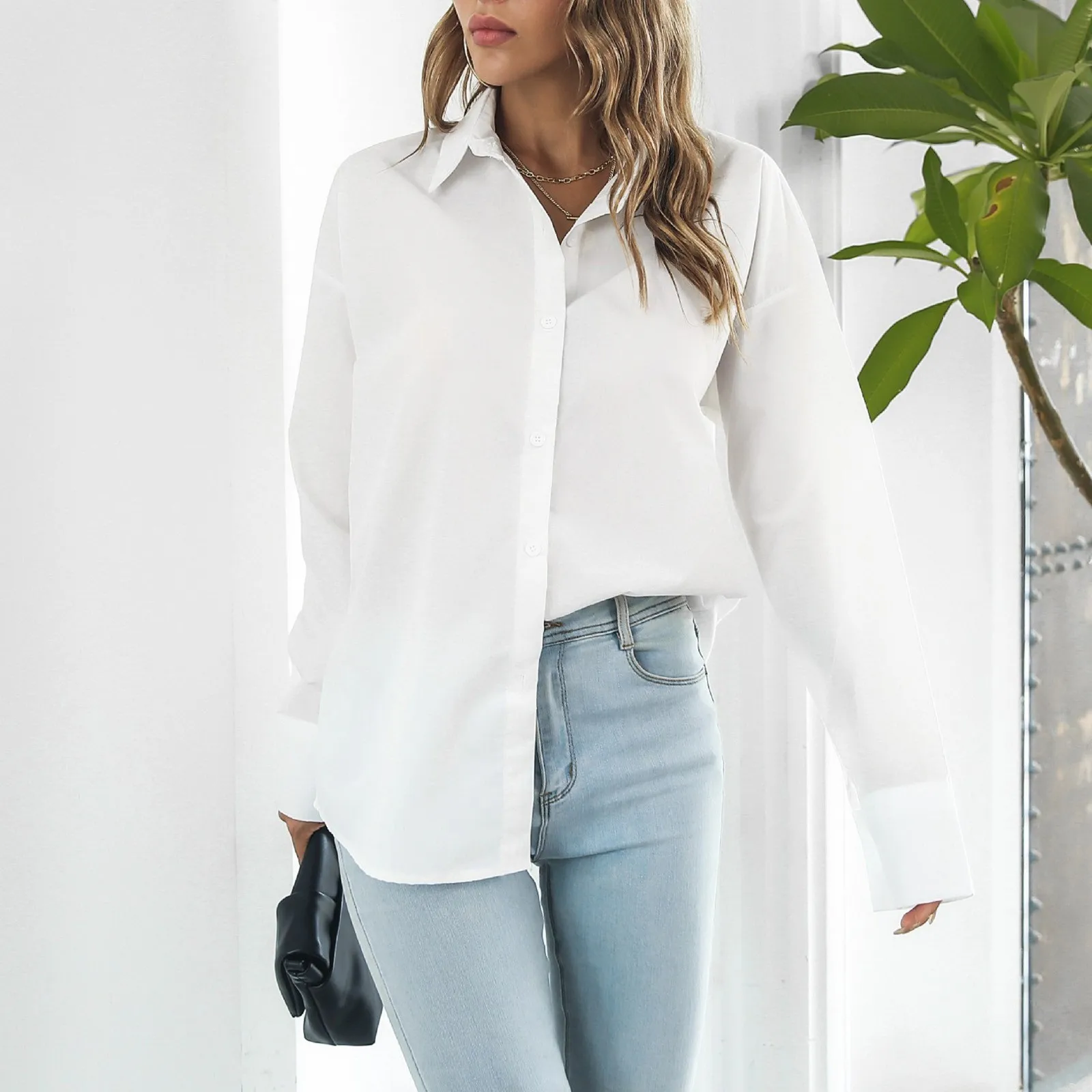 

Autumn White Women's Shirt Classical Casual Chiffon Loose Shirt for Women korean streetwear y2k Long Sleeve Elegant Top Female