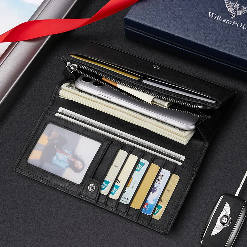 Wallet Men's long zipper Money clip Large capacity Clutch bag Fashion multi-card pocket coin Wallet Men's Father's Day birthday 5
