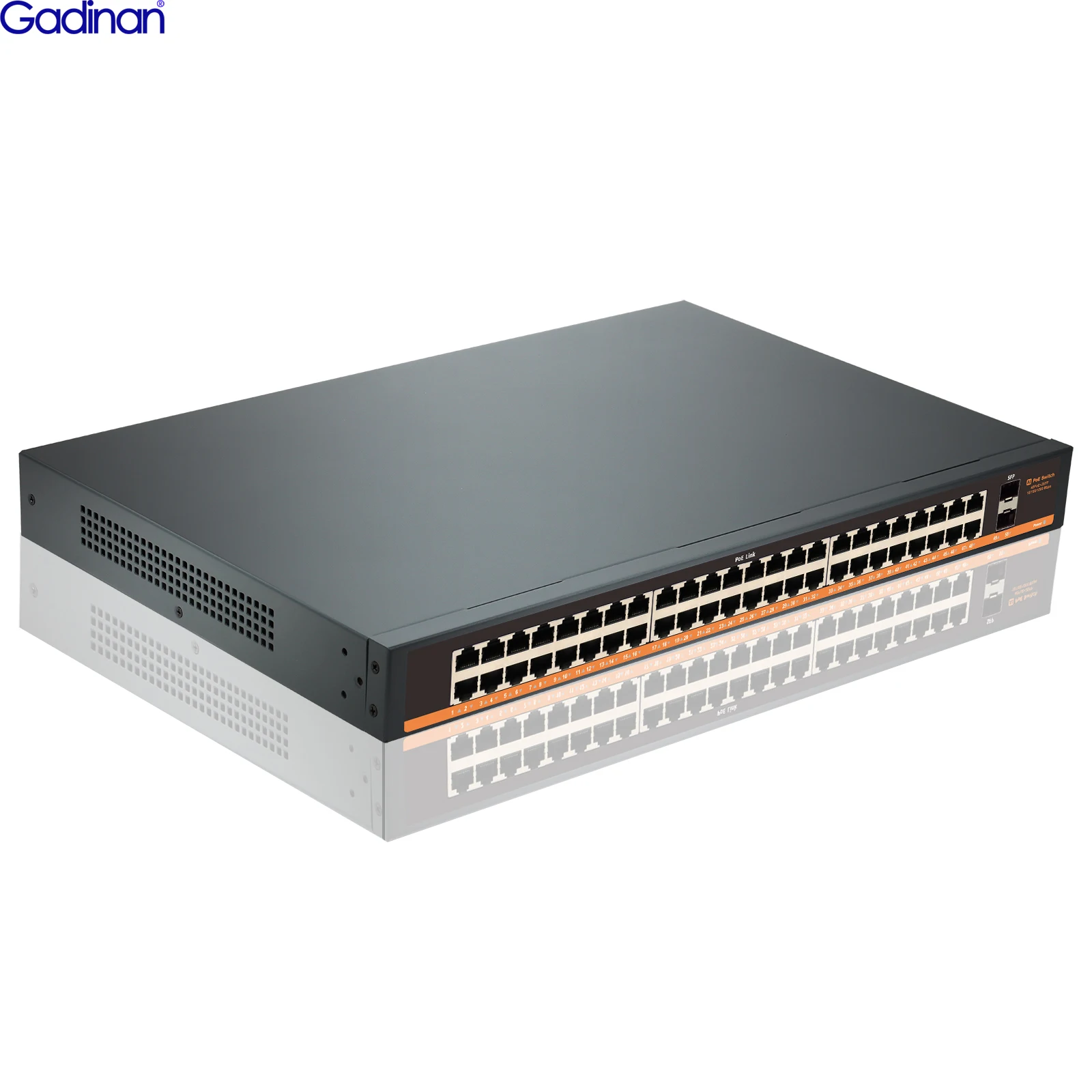 

Gadinan 48 Port Gigabit PoE Switch Unmanaged IEEE802.3af/at PoE+ 800W 2 x 1G SFP Network Power Over Ethernet Desktop/Rackmount