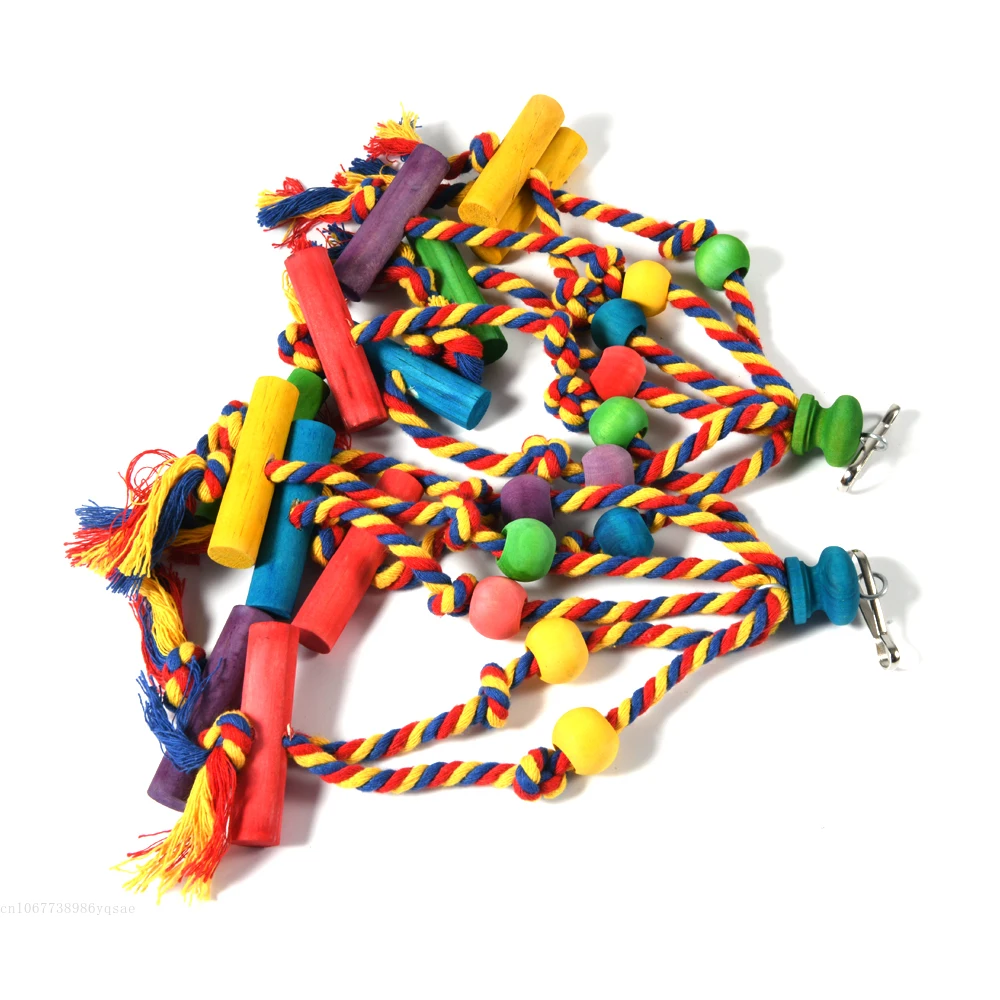 Parrot Toy Bird Toy Colorful Bird Perches Toys Chew Funny Cotton Rope Parrot Toy Bite Resistant Bird Tearing Cockatiels Training Toy 1pcs