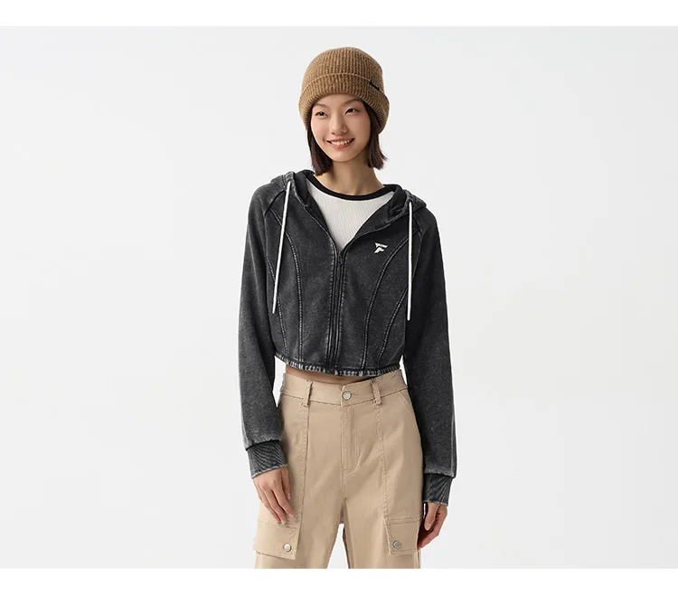 Outerwear Women Short Style Raglan-sleeved Vintage Simple Spring Slimming Skinny Hooded Jacket Sporty Style