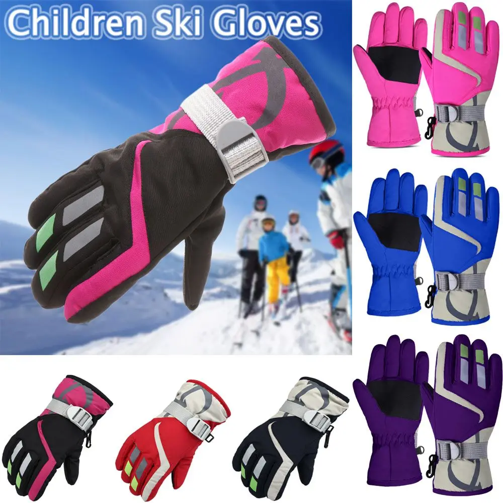 

New Fashion Winter Must Thicken Warm Non-slip Snow Snowboard Children Ski Gloves Windproof Waterproof Long-sleeved Mitten