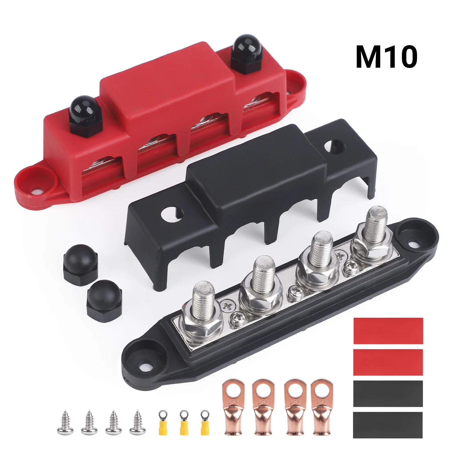 Busbar 12V-48V 250A Stromverteilerblock 4-polig Anschluss M8 M10 für Marine Automotive Kupfer Batterie Busbar Anschlussblock – Detail 6