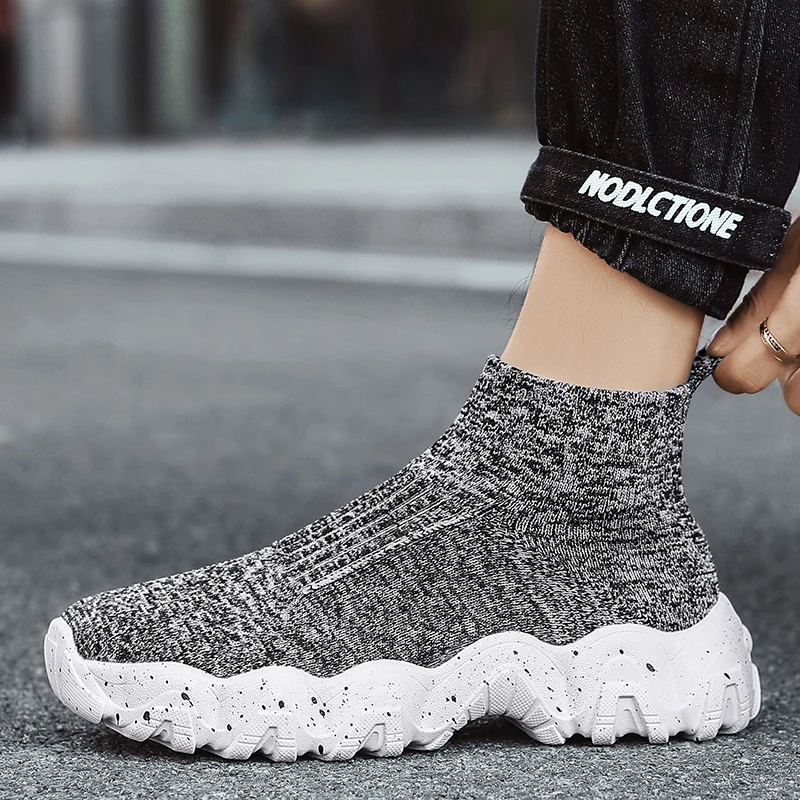 Black Socks Sneakers Spring Autumn Men Casual Shoes Chunky Platform Unisex Sock Shoe Fashion Breathable Chaussure Homme Man
