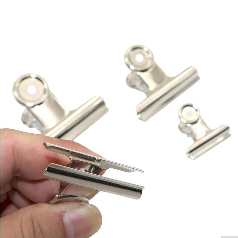 5pcs/lot Round Metal Grip Clips Silver Bulldog Clip Stainless Steel Ticket Clip Stationery Bills Office School Binding Supplies