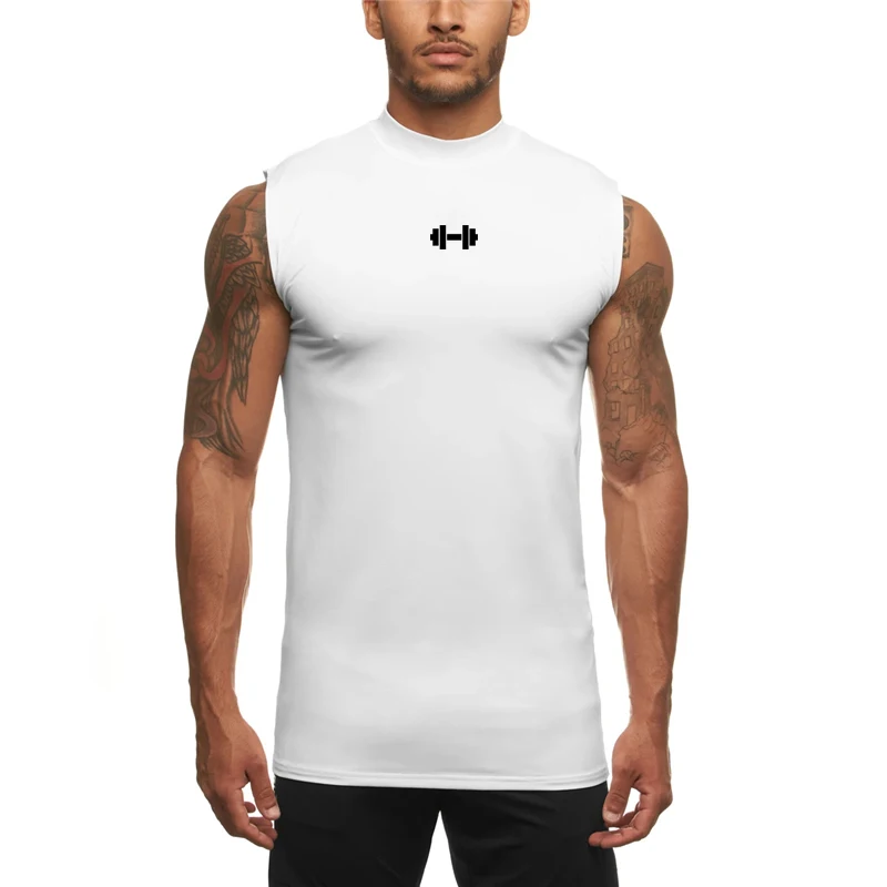 Set di canottiere da uomo senza maniche muscolari per la palestra per uomo, bianco, S