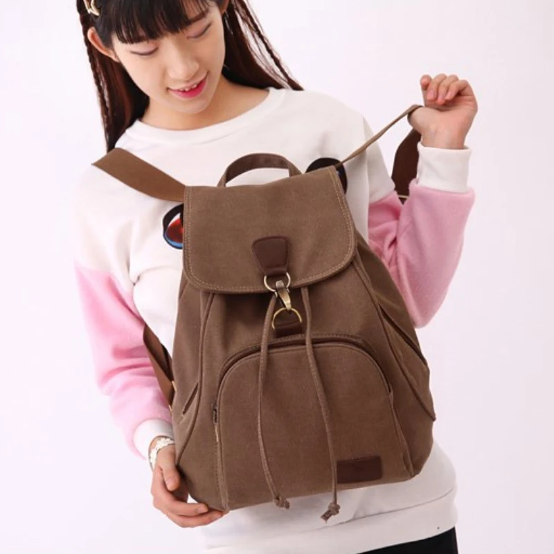 2025 Women Backpack Canvas Laptop Travel Backpacks Computer Bags High School Student College Bag Outdoor Shoulder Bag