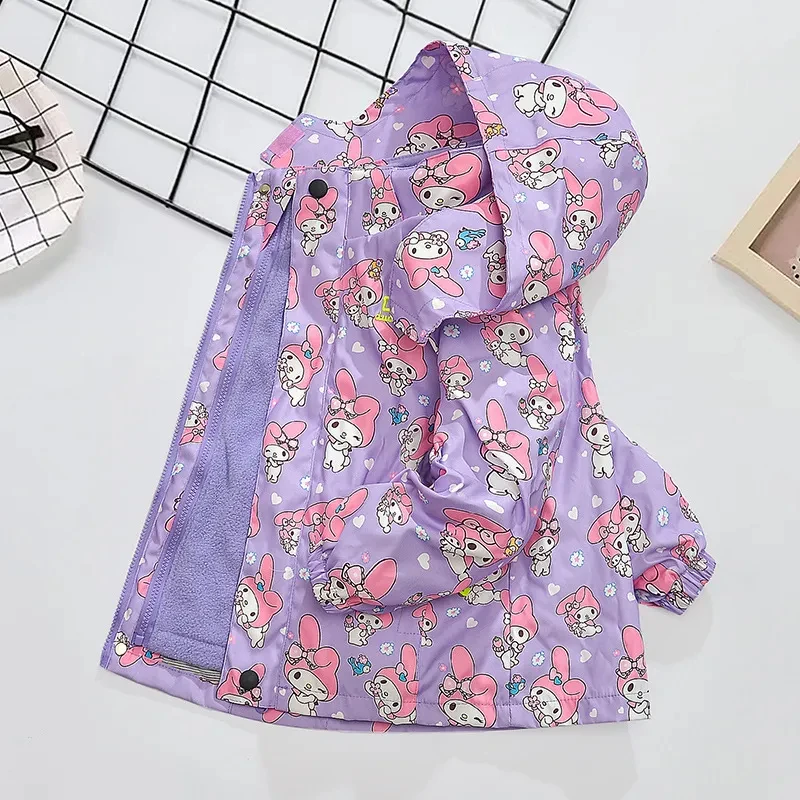 Kuromi Jacket Anime Cinnamoroll Polarized Kids Hooded Cartoon Detachable Casual Top Girl