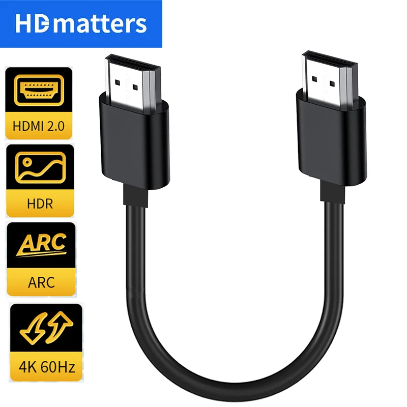 Ultrakurzes HDMI 2.0-Kabel 4K 60 Hz HDR HDMI-Kabel mit HDMI HDR/CEC/Arc HDMI-Kabel 15 cm/0,6 m/1 m/1,8 m für Yandex TV PS5 Apple
