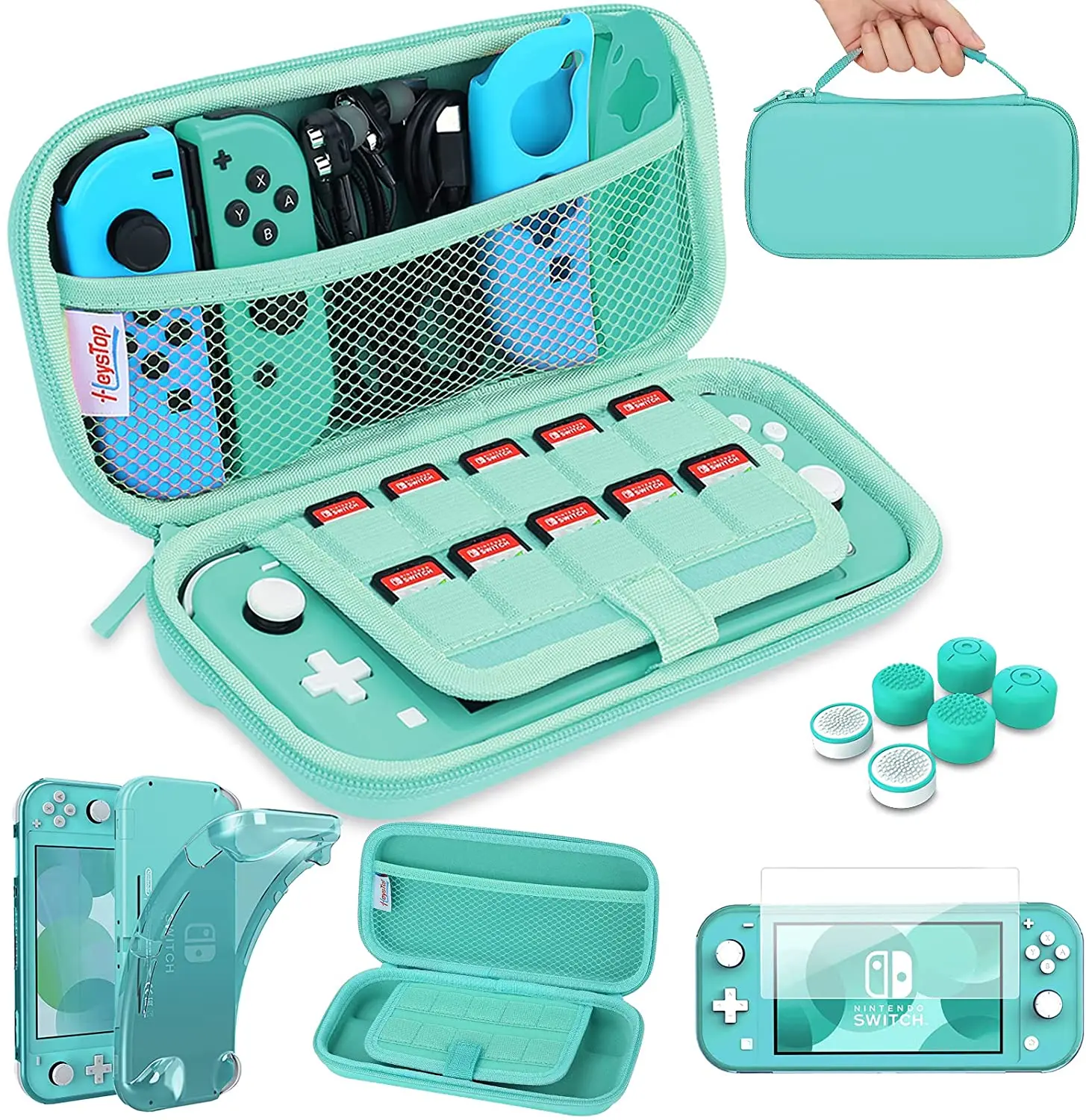 HEYSTOP kompatybilny z Switch Lite futerał do przenoszenia, Switch Lite etui z miękkim etui ochronne z TPU karta gier 6 uchwyt na kciuk czapki 1 HEYSTOP kompatybilny z Switch Lite futerał do przenoszenia, Switch Lite etui z miękkim etui ochronne z TPU karta gier 6 uchwyt na kciuk czapki 1