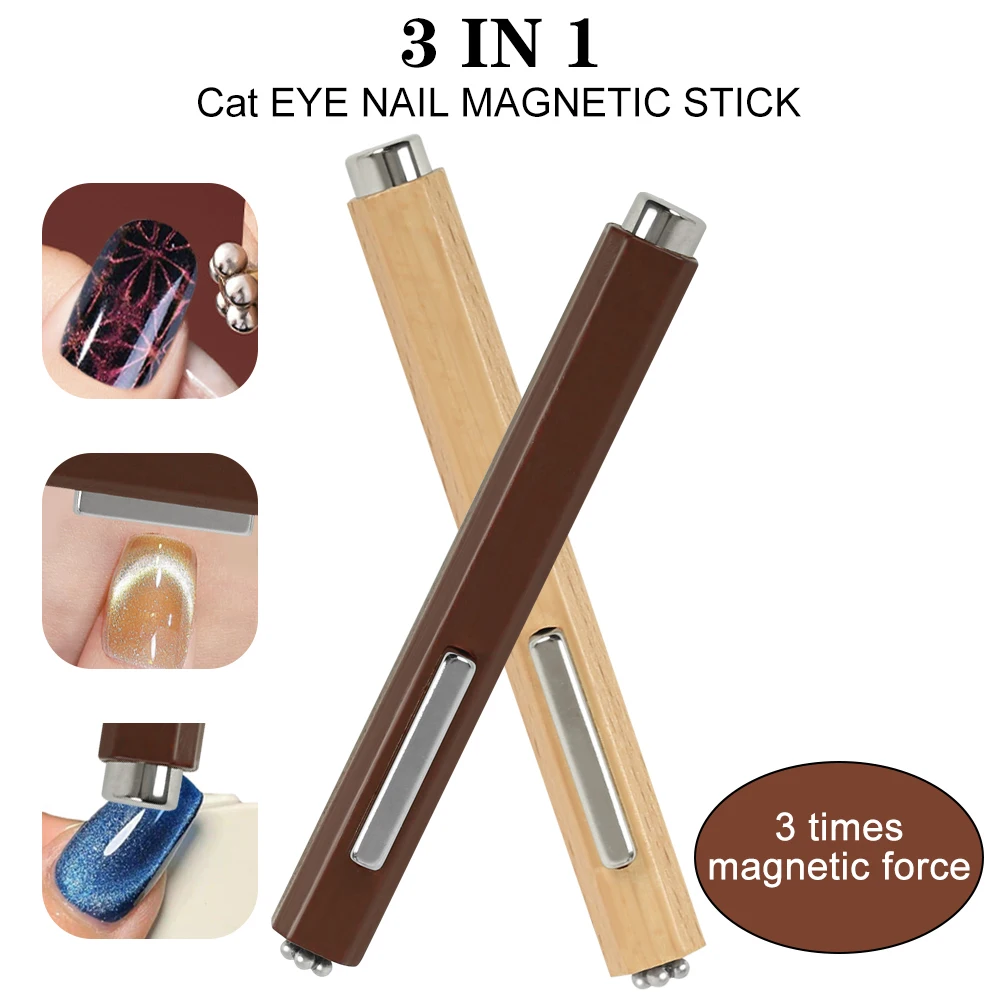 1pc Cat Eye Nail Magnetic Stick 3-in-1 Multifunctional Cylindrical Magnet For Cat Eye UV Gel Polish Super Strong Magnetic Tools