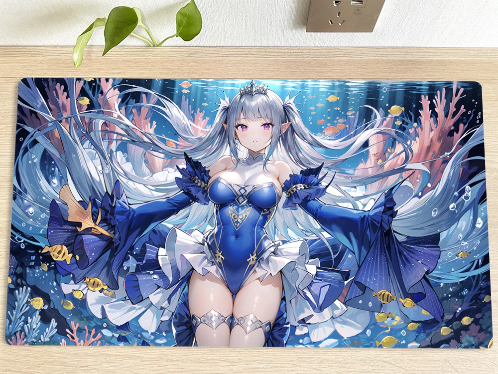 anime warrior girl Playmat) Cartoon Playmat,Board Games Anime Card Play Mat  Gathering,MTG Playmat,TV Computer Mega Playmat,Custom Table Pad Mouse Pad  with Free Waterproof Portable Bag