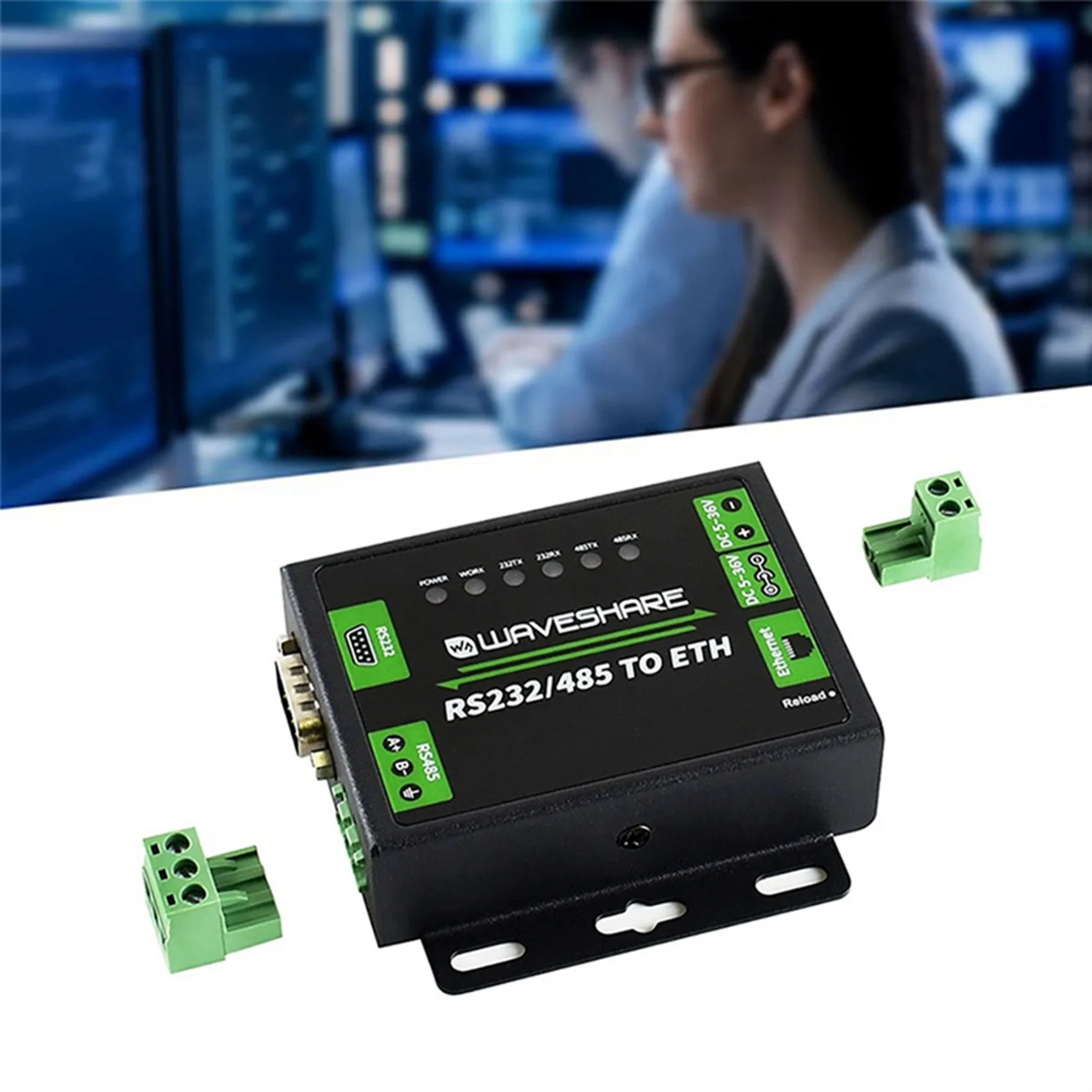 

Waveshare RS232/RS485 To Network Port Module Dual Serial Port ETH RJ45 Industrial Grade Two-Way Transparent Transmission US Plug