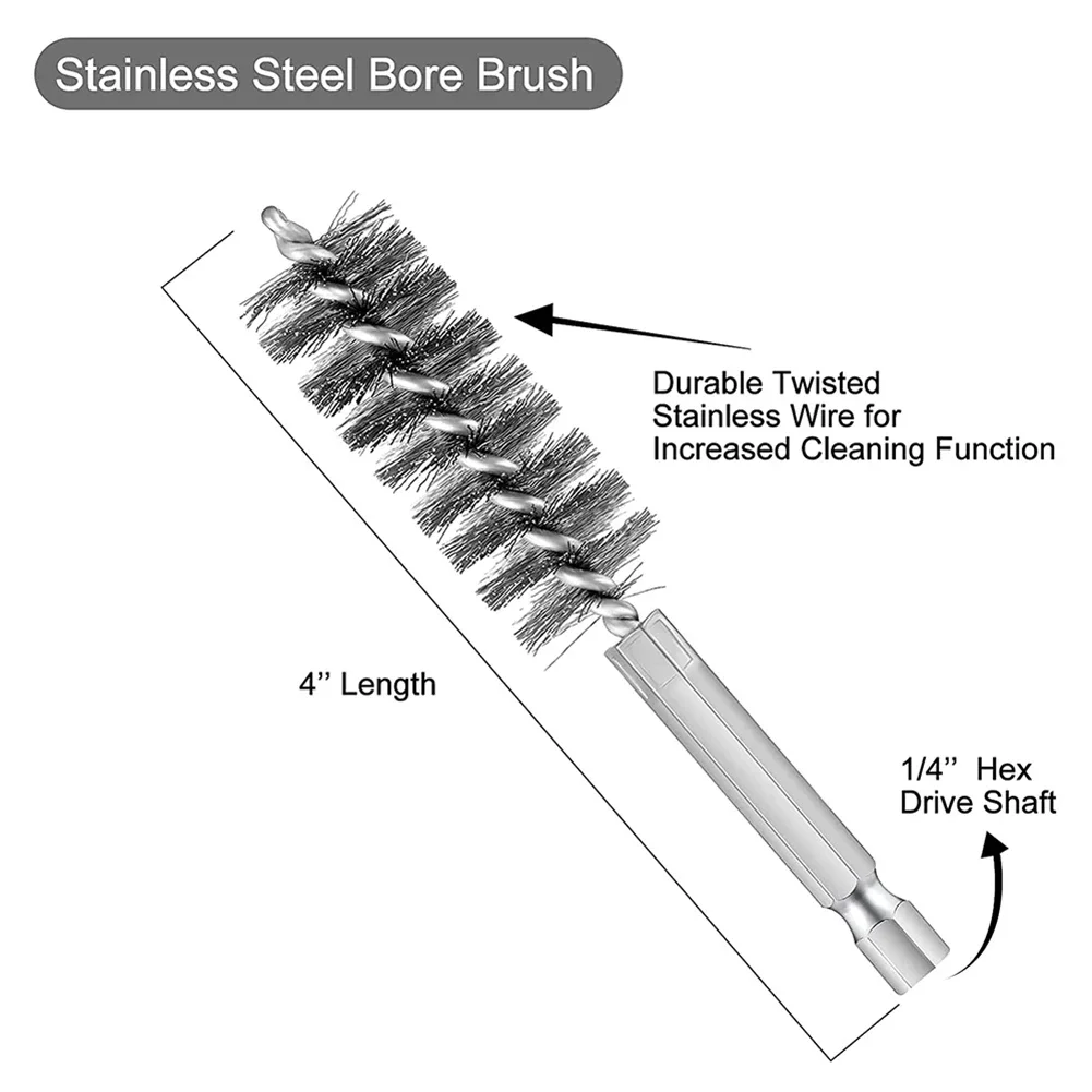 Stainless Steel Cleaning Brush Wire Tube Machinery Cleaner Washing Polishing Tools 8mm 10mm 12mm 15mm 17mm 19mm 6
