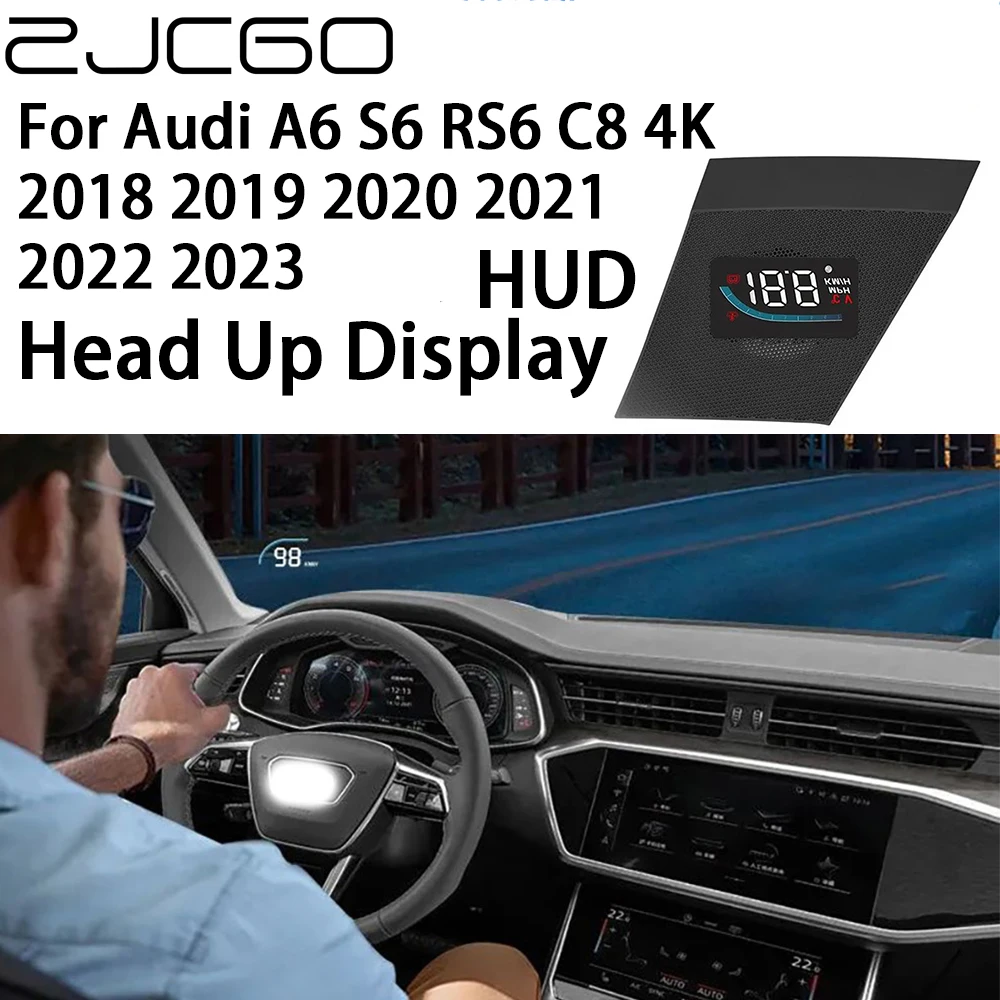 Zjcgo Auto Hud Display Car Projector Alarm Head Up Display Tachimetro Parabrezza Per Audi A6 S6 Rs6 C8 4K 2018 ~ 2023