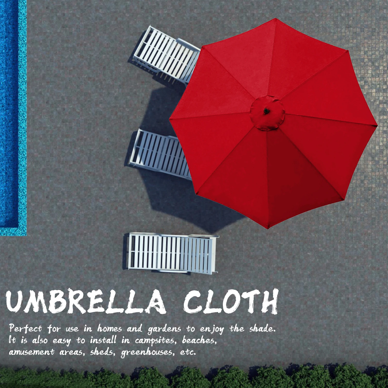 6/8 Bones Umbrella Canopy Polyester Replacement Parasol Umbrella Surface Waterproof Sun Protection Washable Accessories
