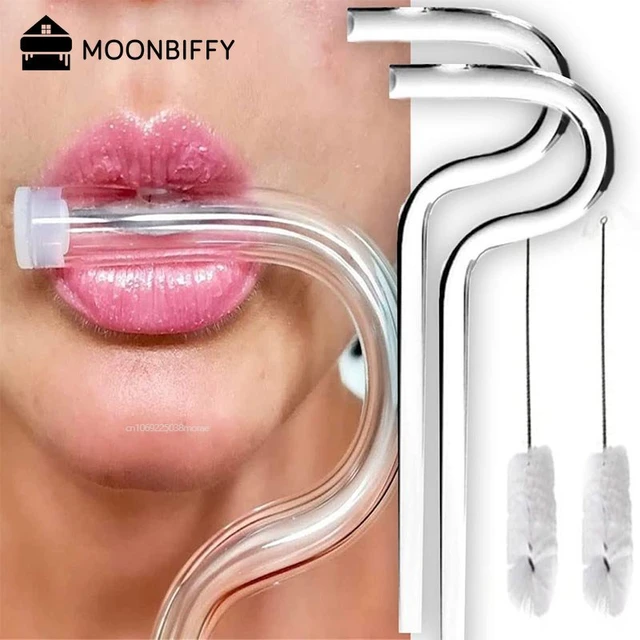 Anti Wrinkle Straw 2pcs, Reusable Glass Straw Engaging Lips Horizontally,  Anti Wrinkle Drinking Straw Curved, Lip Wrinkle Straw - AliExpress