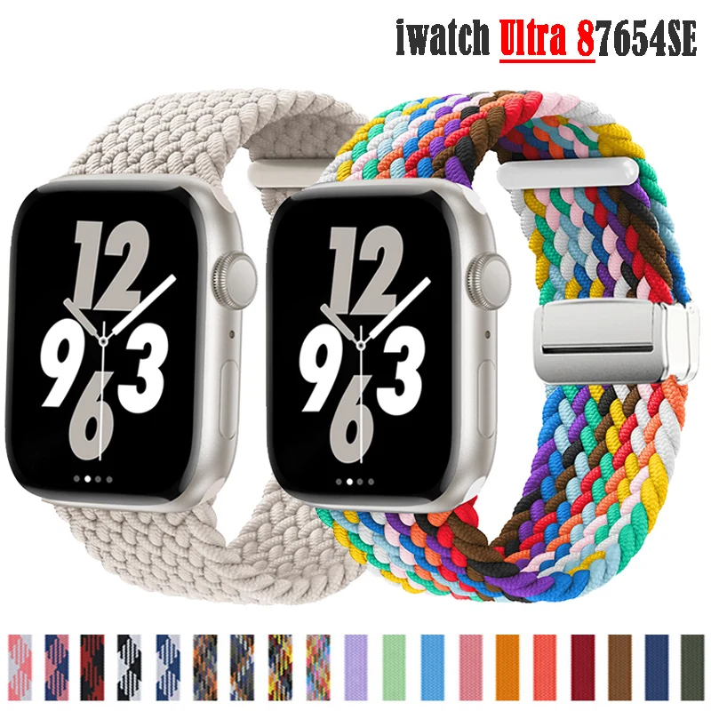 Magnetic Buckle for Apple Watch Ultra 49mm Braided Solo Loop Band IWatch Series 8 7 SE 6 5 4 3 Strap 44mm 40mm 45mm 41mm 42 38mm_voghion.com