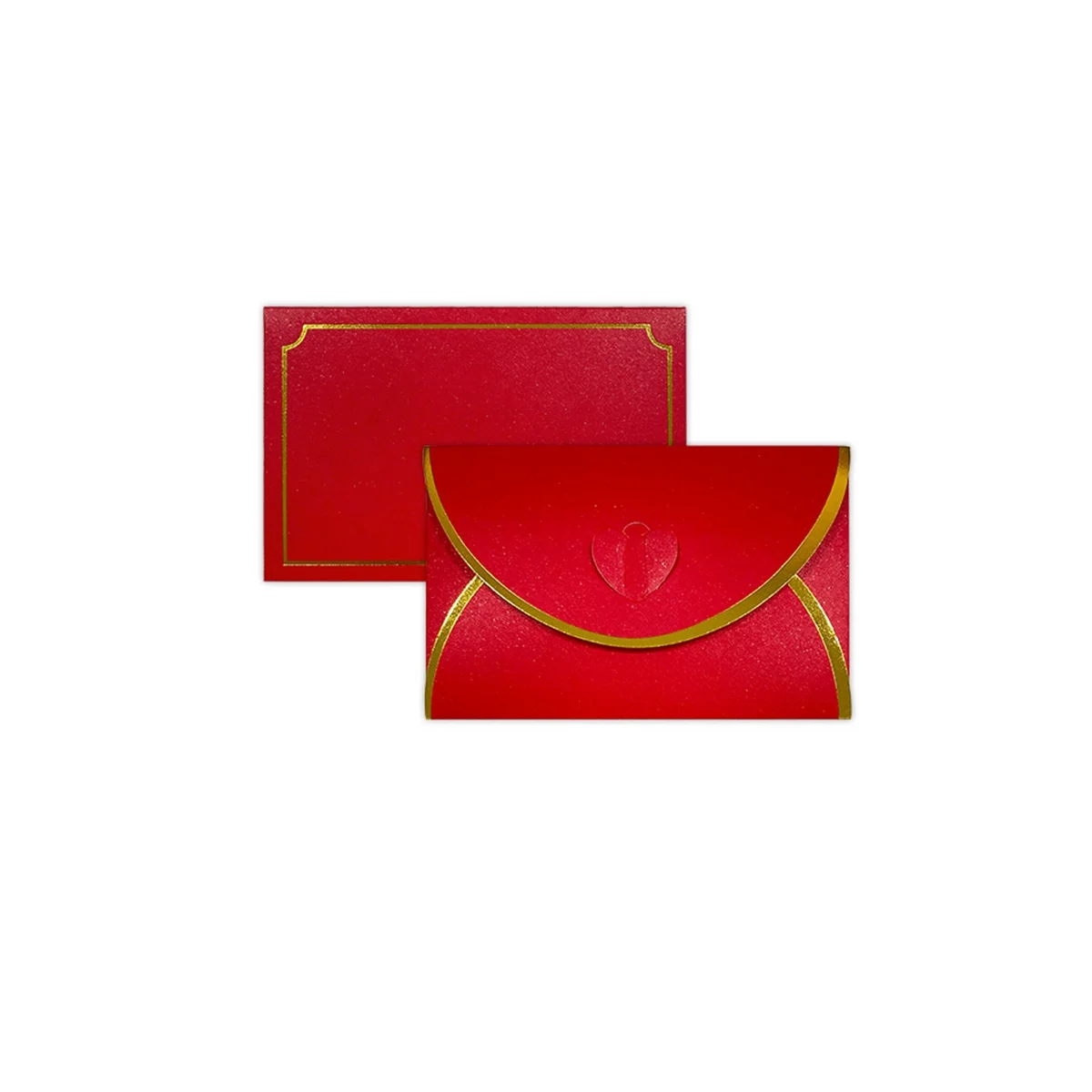 

50Pcs Gift Card Envelopes with Love Buckle Envelopes with Gold Border, Envelope for Note Cards, Wedding Red