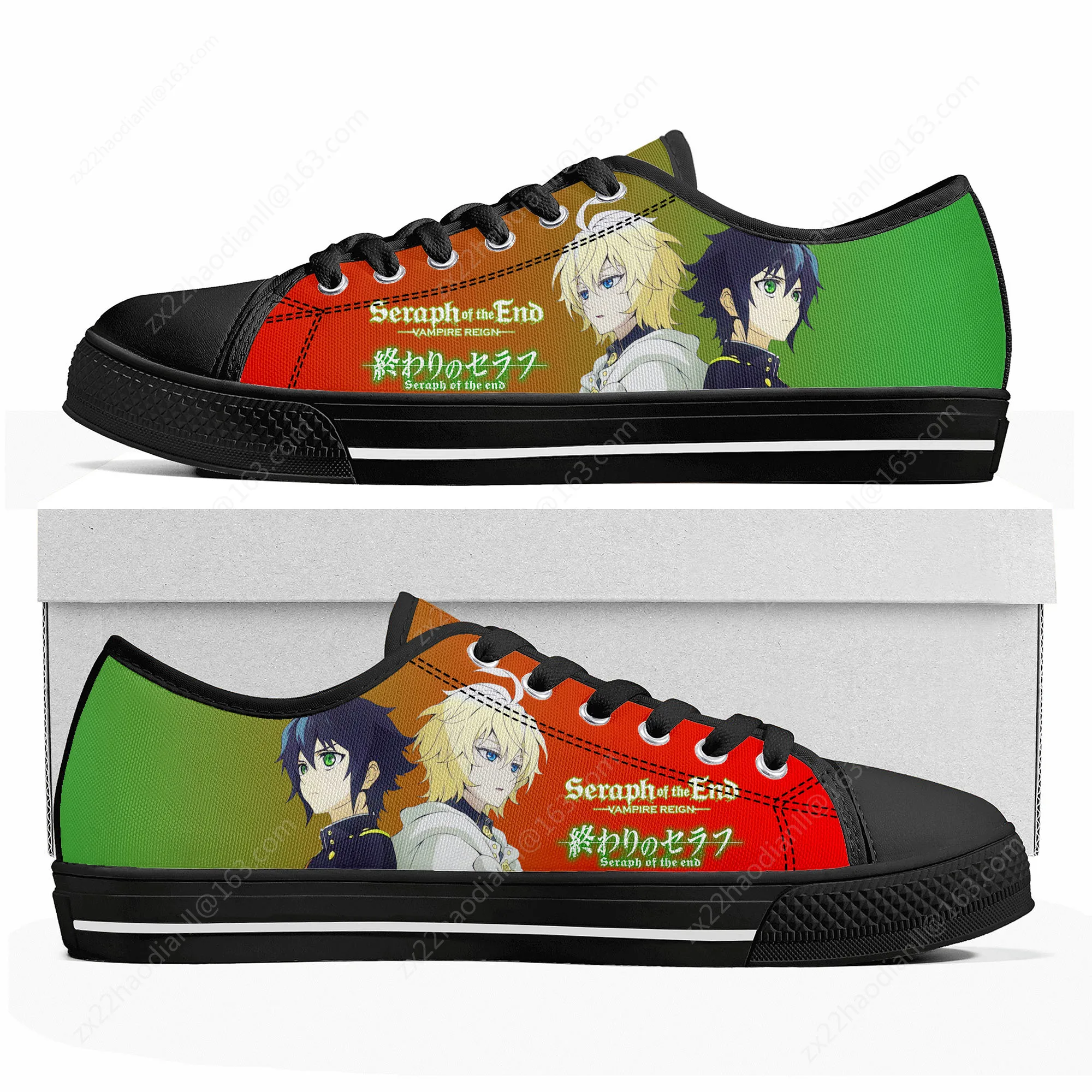 Seraph Of The End Hyakuya Yuichiro Low Top Sneakers Mens Womens Teenager High Quality Canvas Sneaker Couple Shoes Custom Shoe