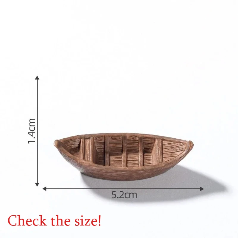 Handmade Wooden Boat Aquarium Decoration Mini Floating Boat Model Landscaping Fishing Boat Fish Tank Pond Decoration Accessories