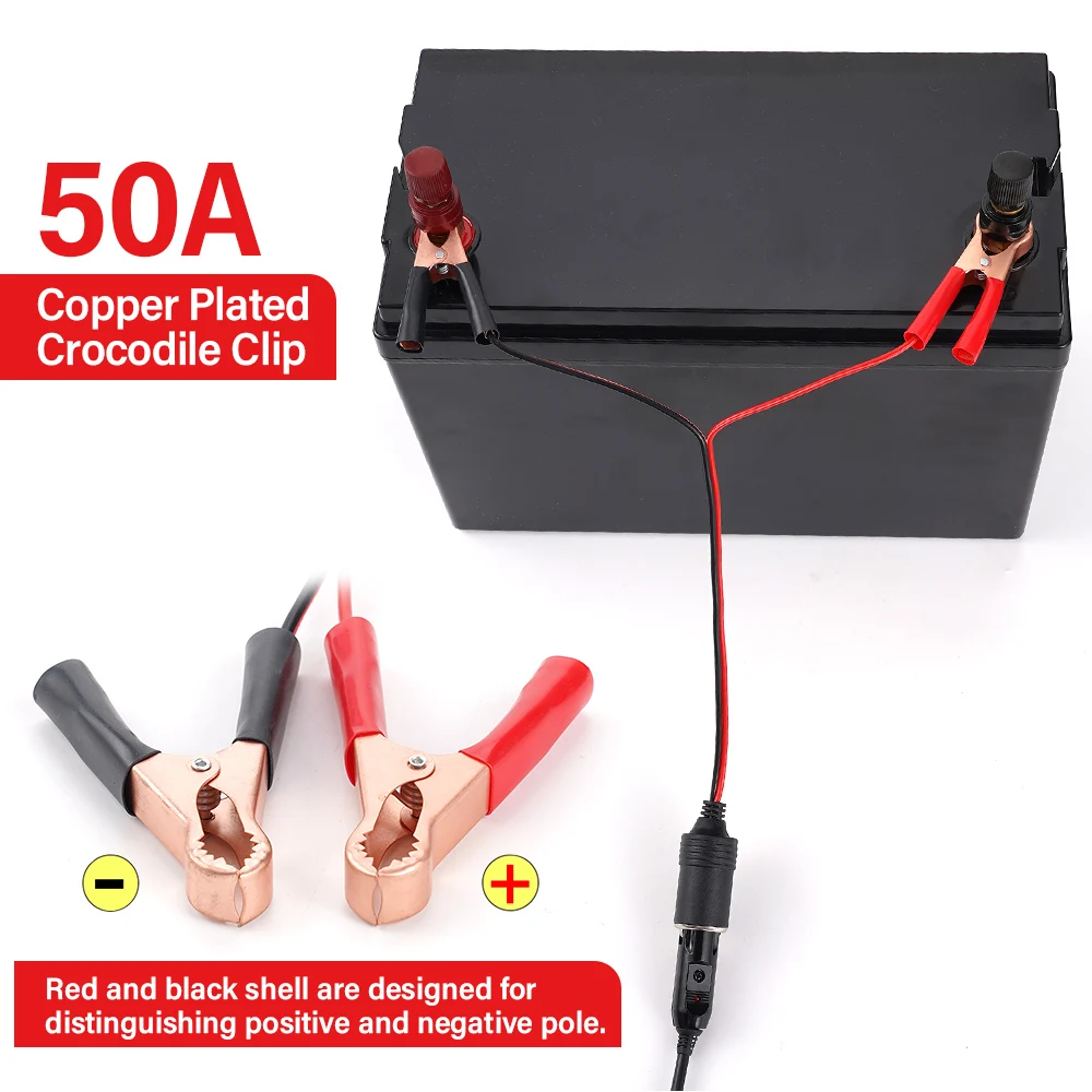12V 자동차 액세서리 50A 여성용 배터리 소켓 플러그 자동차 배터리 터미널 클램프 클립 시거잭 전원 소켓 어댑터
