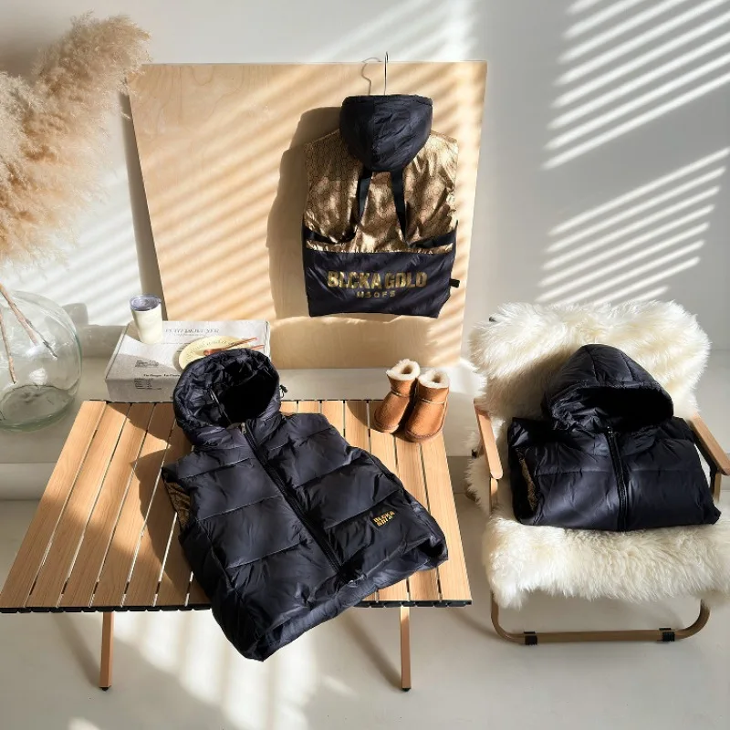 2024 New Duck Down Jacket Vest Winter Thick Warm Sleeveless Coat Black Slim Waistcoat Fashion Casual Windproof Children's Vest