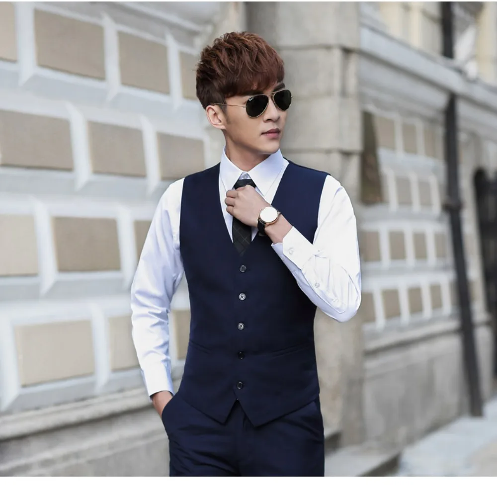 Men's Large Size Korean Version Slim-fit Suit Waistcoat Men's Wedding Business Vest British Casual Clip Fashion Men 3