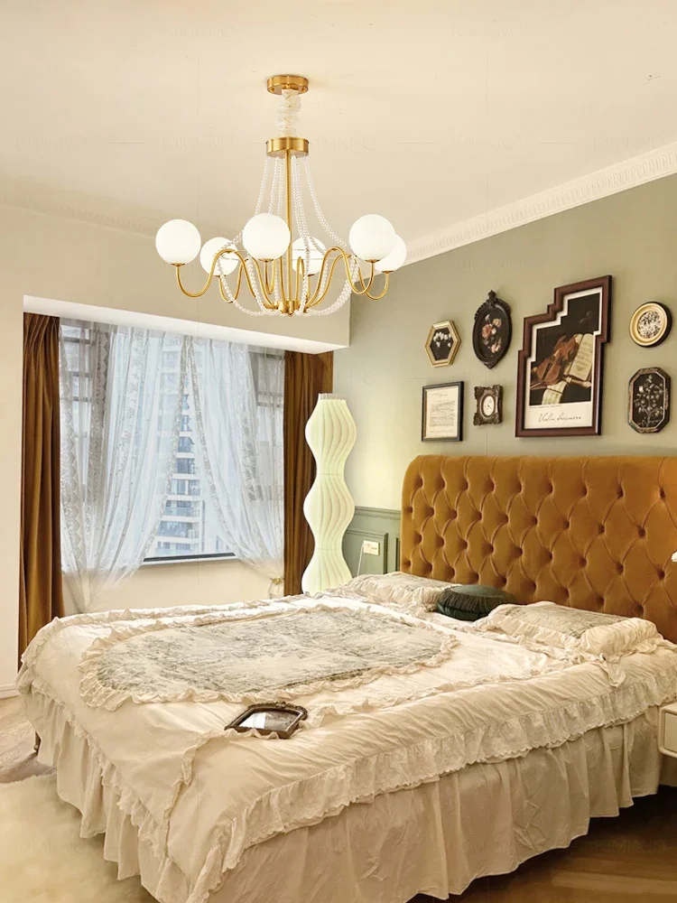 

French Vintage Style Living Room Chandelier High-Grade Light Luxury Middle-Ancient Dining Room Bedroom Master Bedroom Lamps