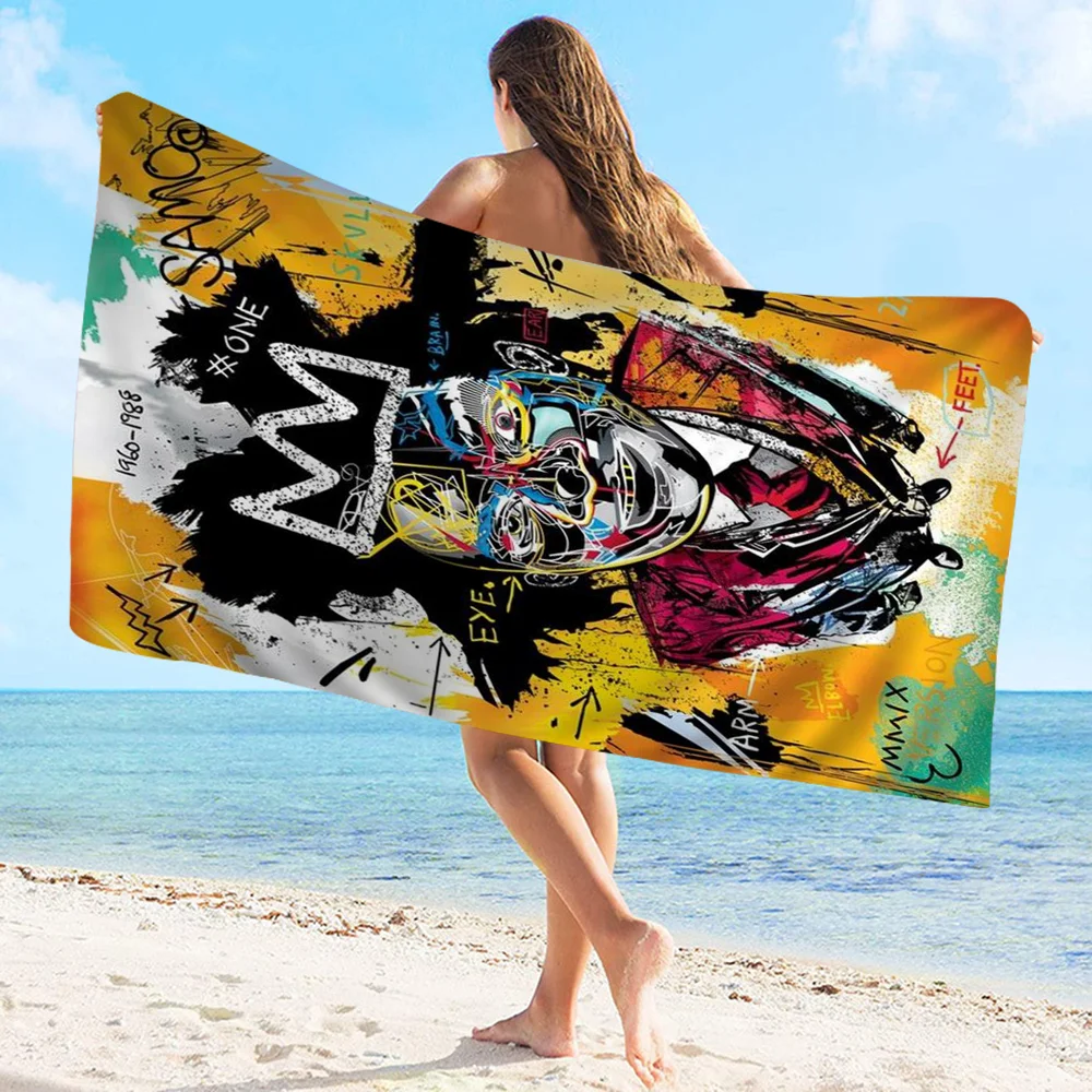 Jean Michel Basquiat Art Graffiti Big Microfiber Beach Towels Quick Dry Sand Beach Towels Pool Towel for Travel Swim Pool Yoga 2